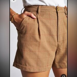 Brixton Womens Chinos Shorts Brown Tan Plaid Pocket High Rise in Size 27